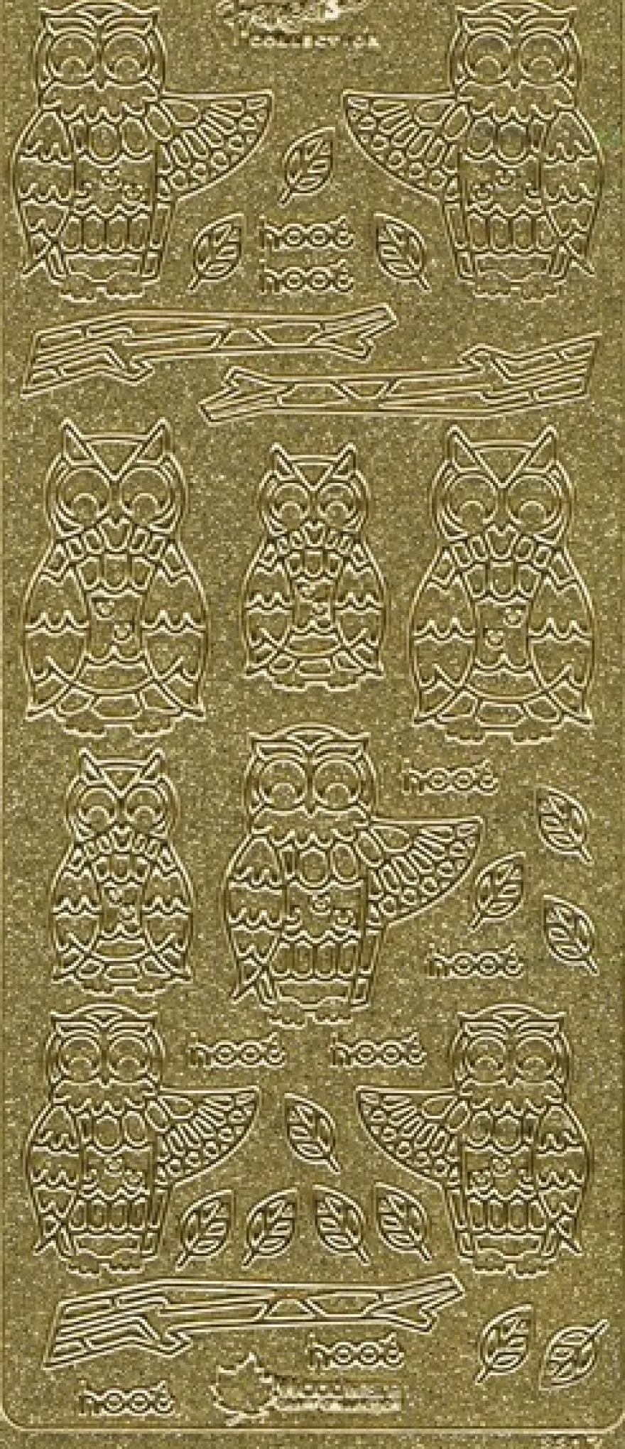 Microglitter-Sticker, Eulen, gold