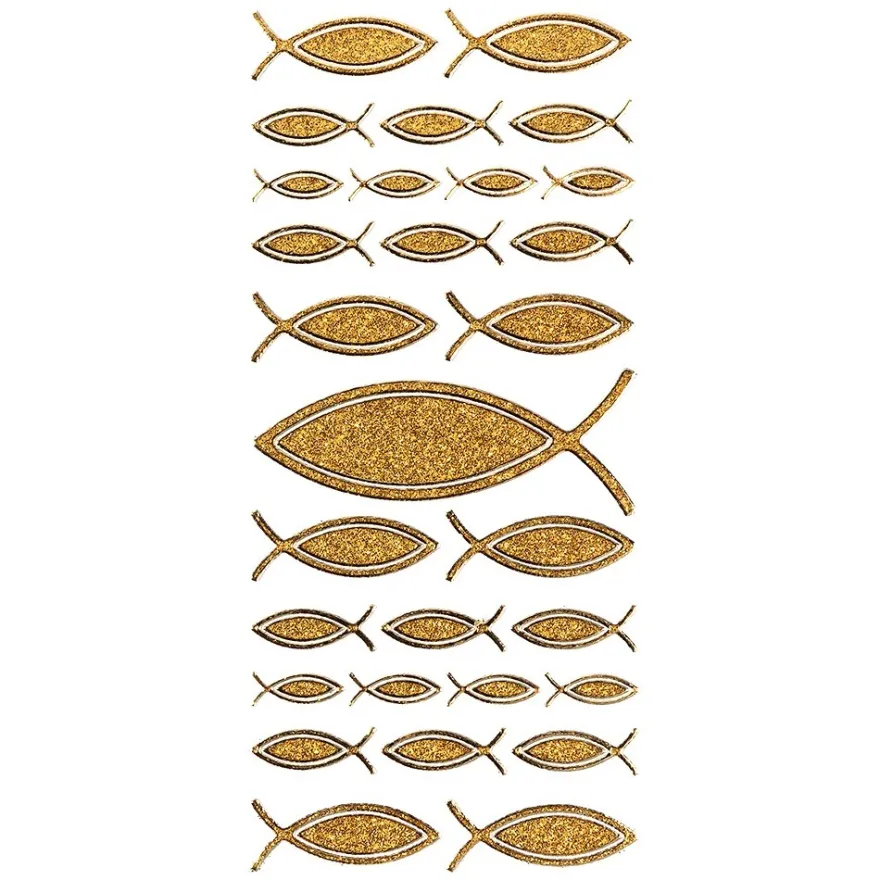 Microglitter-Sticker, Fisch, gold