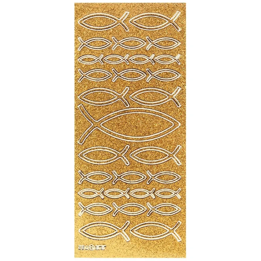 Microglitter-Sticker, Fisch, gold