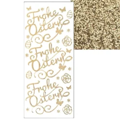 Microglitter-Sticker, Frohe Ostern 2, gold