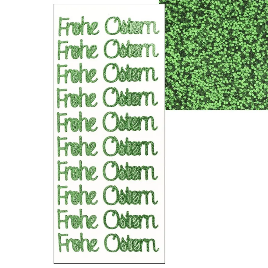 Microglitter-Sticker, Frohe Ostern 1, grün