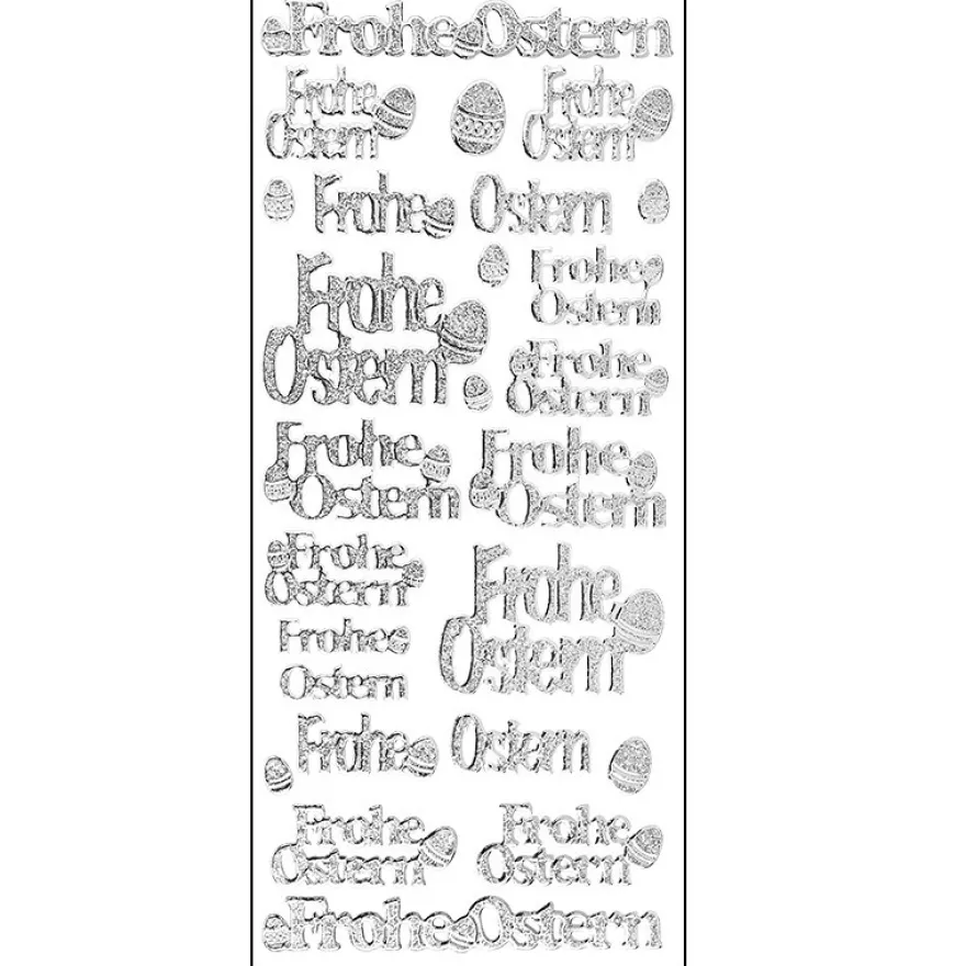 Microglitter-Sticker, Frohe Ostern, silber