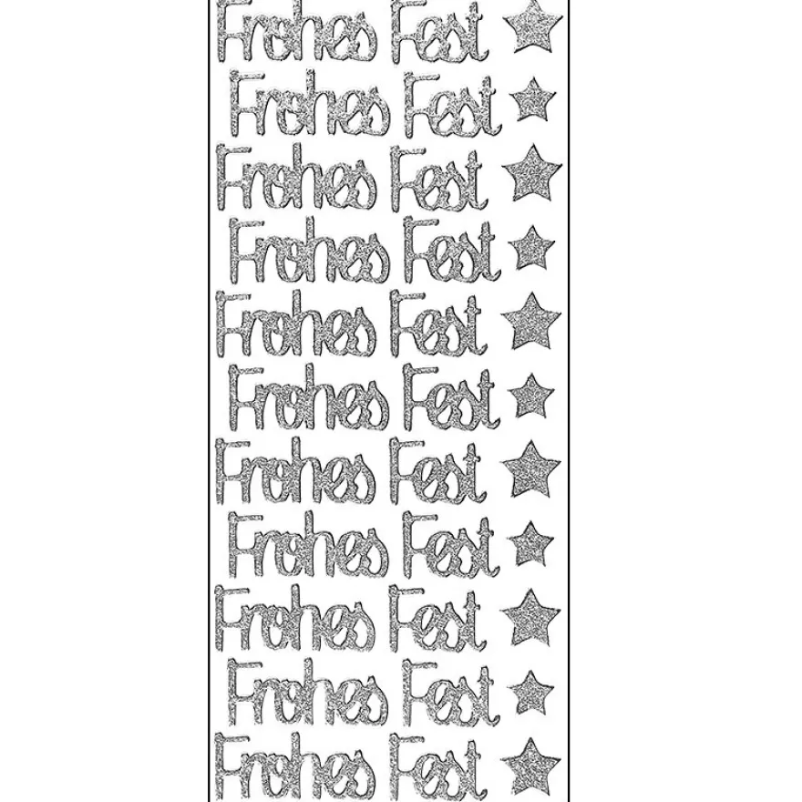 Microglitter-Sticker, Frohes Fest, silber