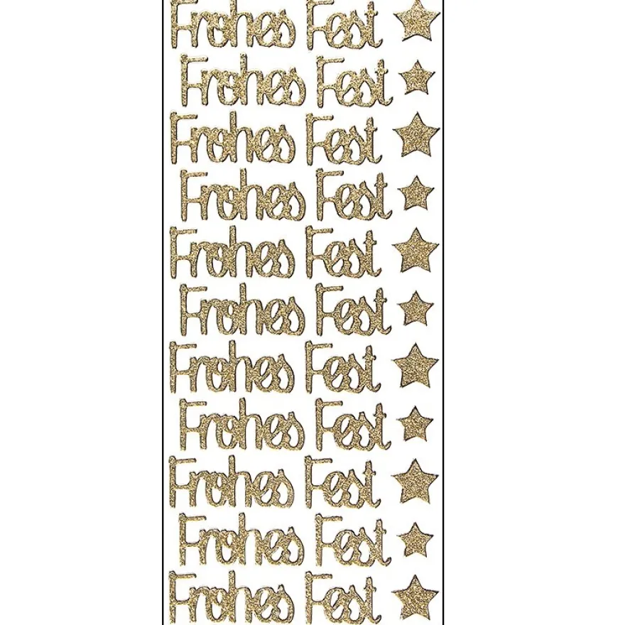 Microglitter-Sticker, Frohes Fest, gold