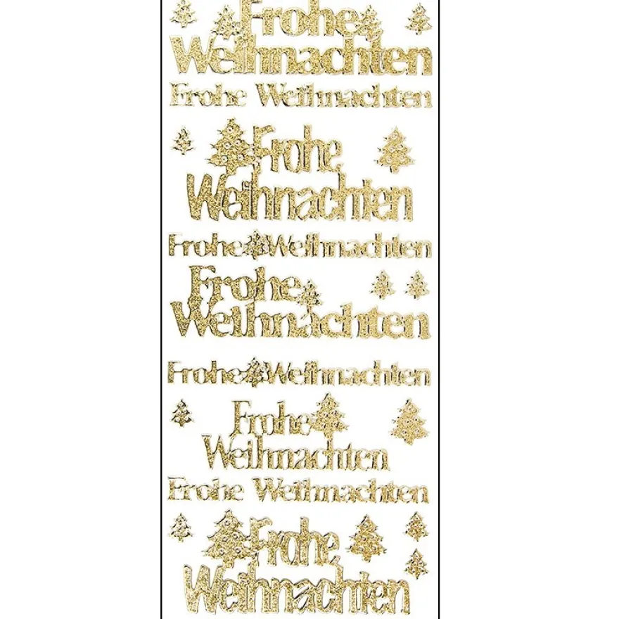 Microglitter-Sticker, Frohe Weihnachten/Tannenbaum, gold