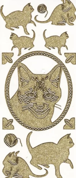 Microglitter-Sticker, Katze, gold