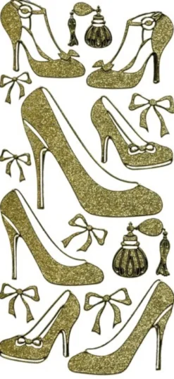 Microglitter-Sticker, Pumps, gold