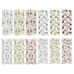 Microglitter-Sticker, Sterne, verschiedenen Designs & Farben, 12 Bogen