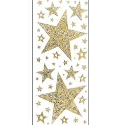 Microglitter-Sticker, Sterne mit Schnörkel-Ornamentik, gold