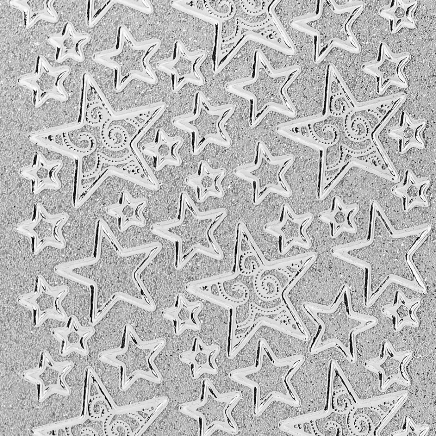 Microglitter-Sticker, Sterne 2, silber