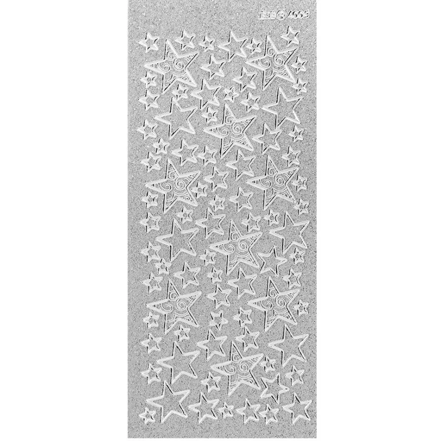 Microglitter-Sticker, Sterne 2, silber