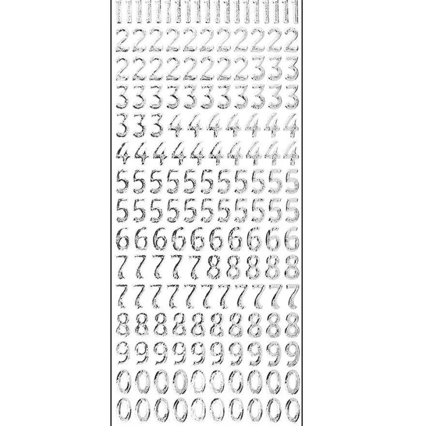 Microglitter-Sticker, Zahlen, silber