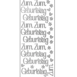 Microglitter-Sticker, Zum Geburtstag, silber