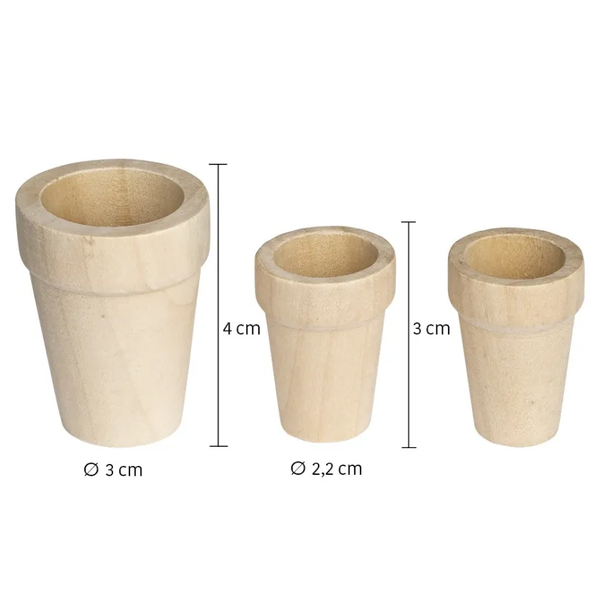 Miniatur-Blumentöpfe, 2 verschiedene Größen, 3 Stück