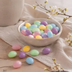 Miniatur-Eier, Ø 1,5cm, 2,2cm hoch, 5 verschiedene Farben, 50 Stück