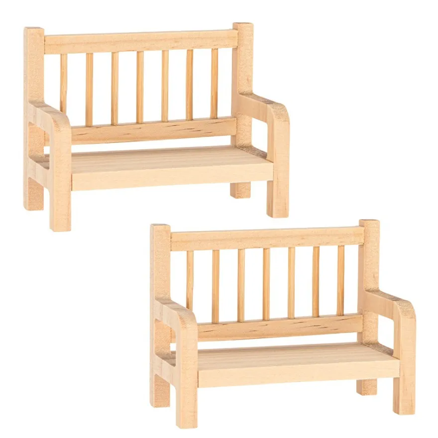 Miniatur-Holzbänke, 10cm x 4,4cm x 7,5cm, 2 Stück
