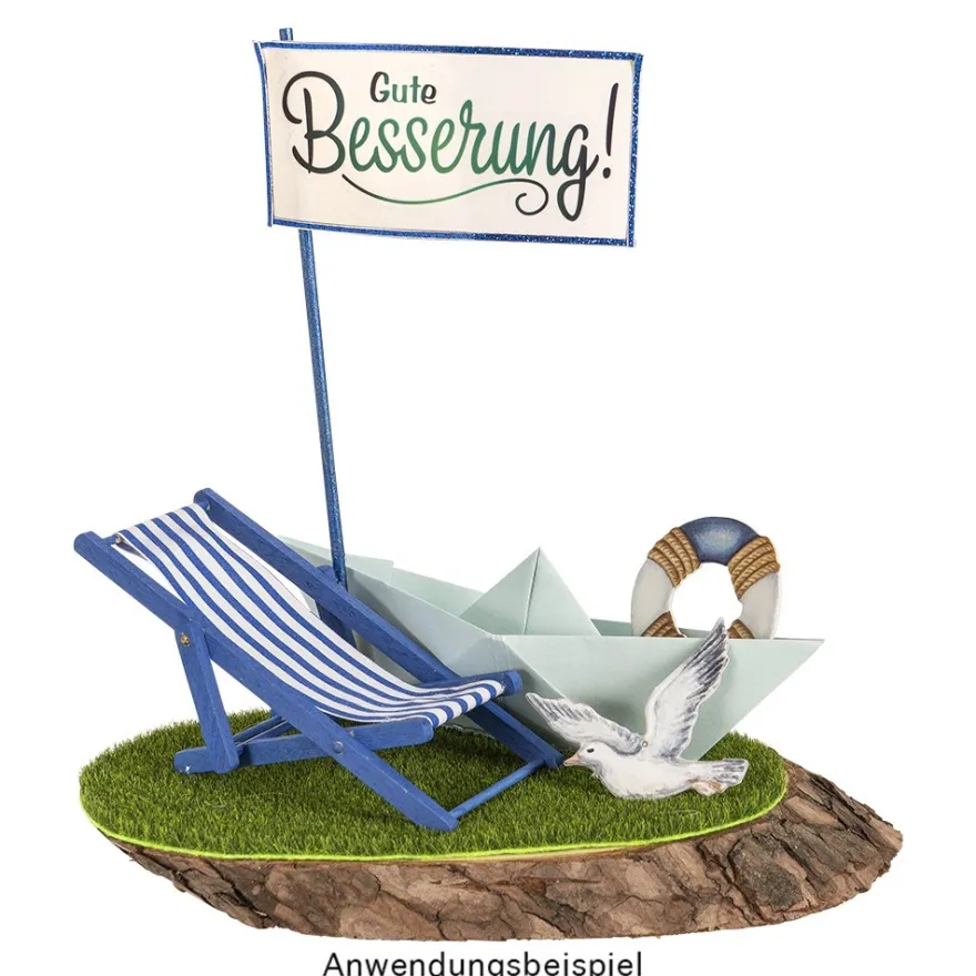 Miniatur-Liegestühle, blau-weiß gestreift, 2 Stück