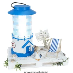 Miniatur-Liegestühle, blau-weiß gestreift, 2 Stück