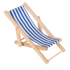 Miniatur-Liegestühle, blau-weiß gestreift, 2 Stück