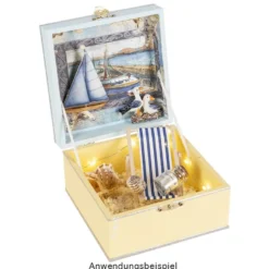 Miniatur-Liegestühle, blau-weiß gestreift, 2 Stück