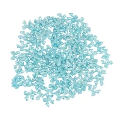 Miniatur-Schmuckstein-Schleifen, perlmutt, 0,9cm x 1cm x 0,2cm, pastell-blau, 100 Stück