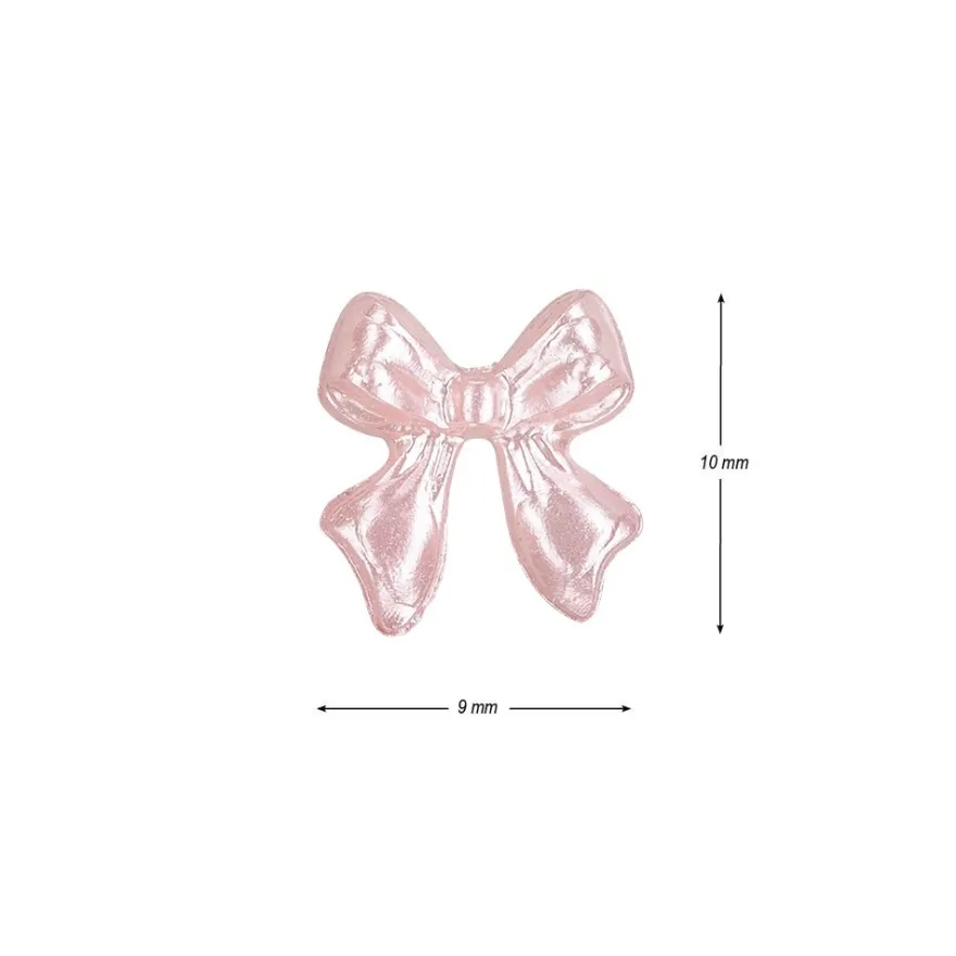 Miniatur-Schmuckstein-Schleifen, perlmutt, 0,9cm x 1cm x 0,2cm, pastell-pink, 100 Stück