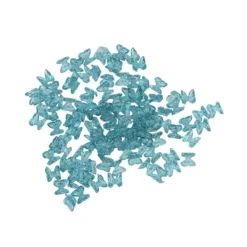 Miniatur-Schmuckstein-Schmetterlinge, transparent, 0,6cm x 0,6cm x 0,3cm, petrol, 100 Stück