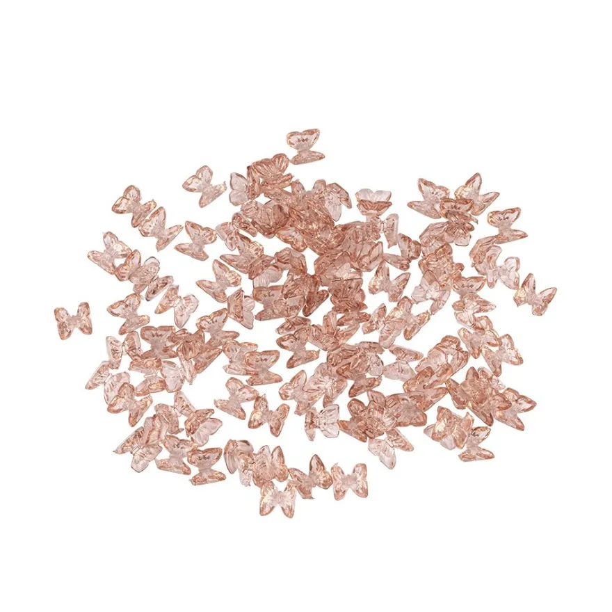 Miniatur-Schmuckstein-Schmetterlinge, transparent, 0,6cm x 0,6cm x 0,3cm, rosenholz, 100 Stück