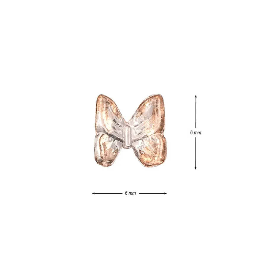 Miniatur-Schmuckstein-Schmetterlinge, transparent, 0,6cm x 0,6cm x 0,3cm, rosenholz, 100 Stück
