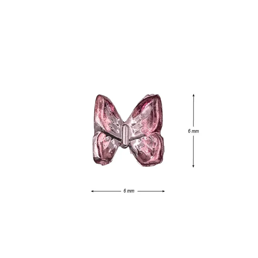 Miniatur-Schmuckstein-Schmetterlinge, transparent, 0,6cm x 0,6cm x 0,3cm, beere, 100 Stück