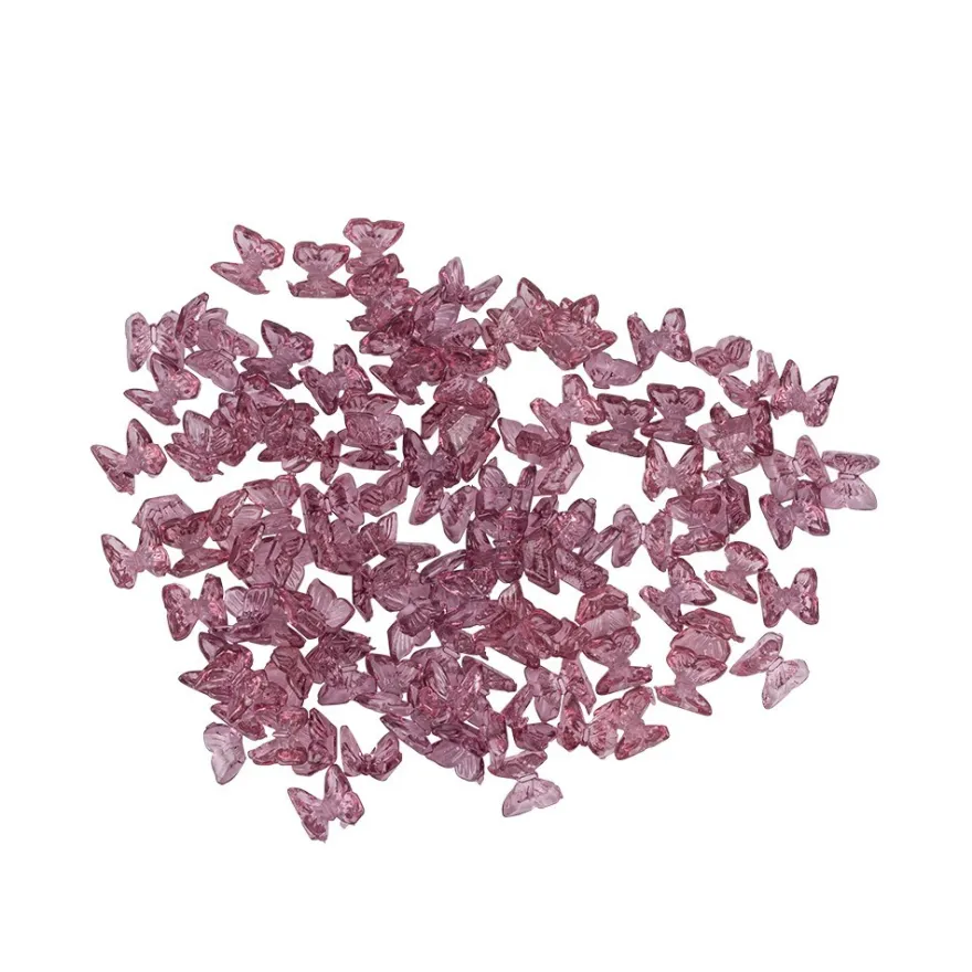 Miniatur-Schmuckstein-Schmetterlinge, transparent, 0,6cm x 0,6cm x 0,3cm, beere, 100 Stück