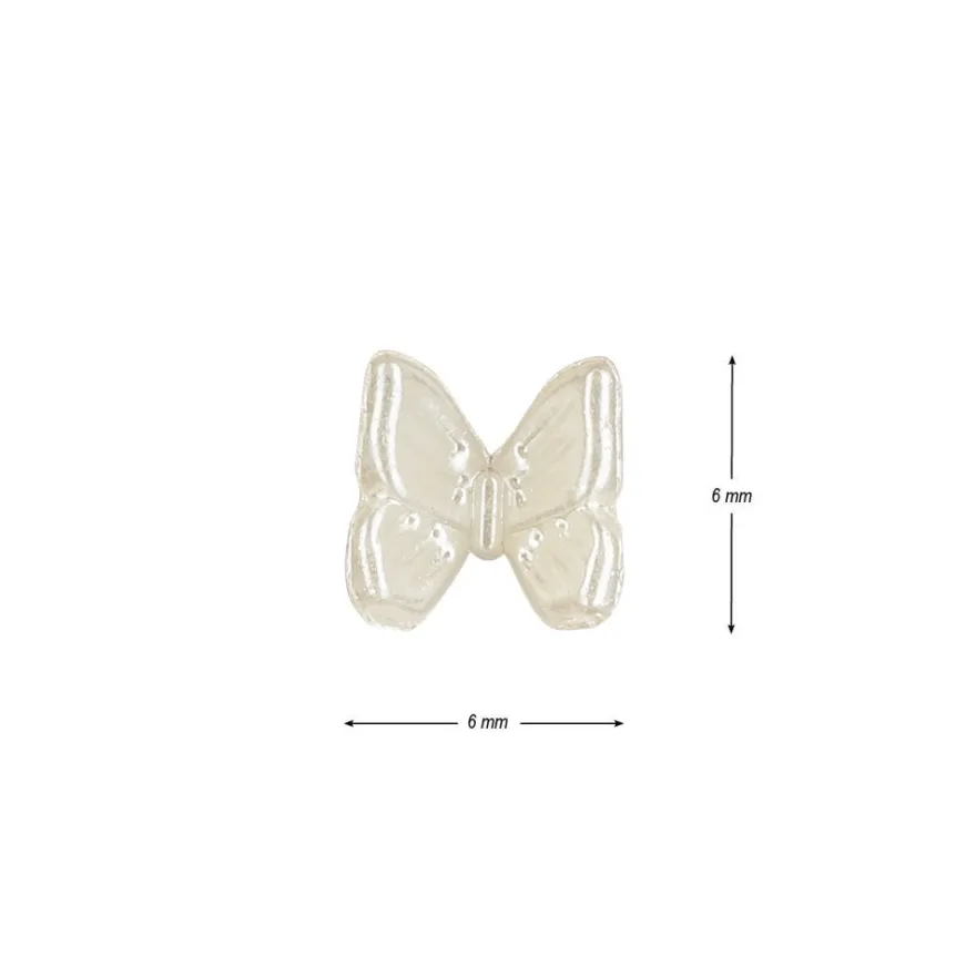 Miniatur-Schmuckstein-Schmetterlinge, perlmutt, 0,6cm x 0,6cm x 0,3cm, champagner, 100 Stück