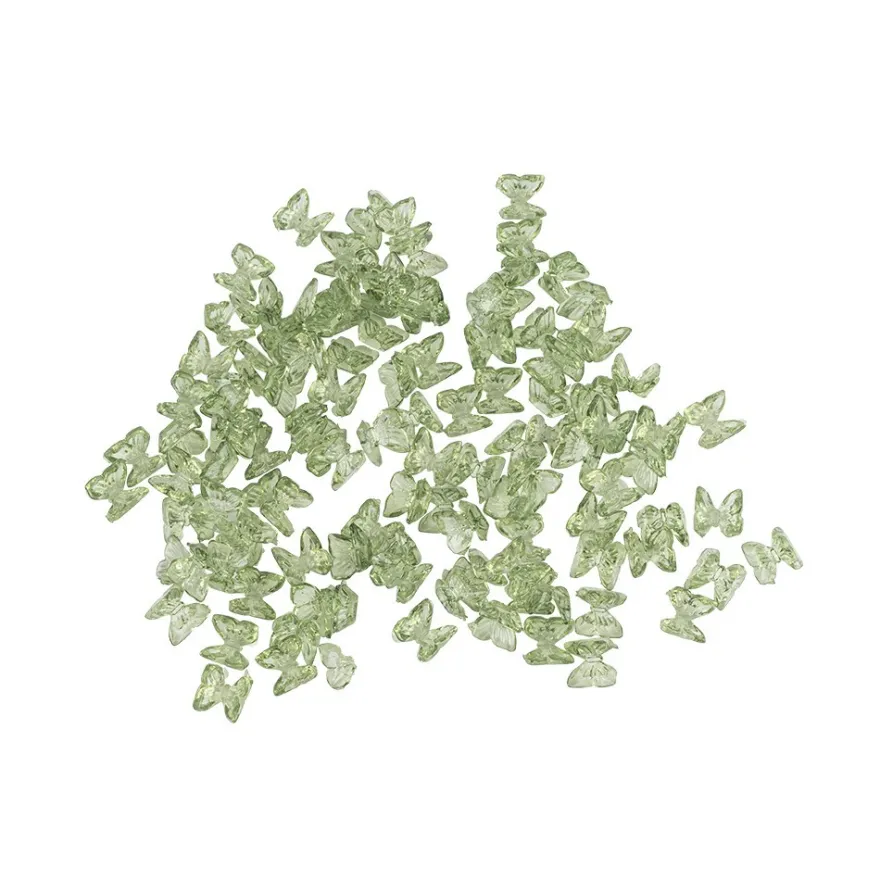 Miniatur-Schmuckstein-Schmetterlinge, transparent, 0,6cm x 0,6cm x 0,3cm, grün, 100 Stück