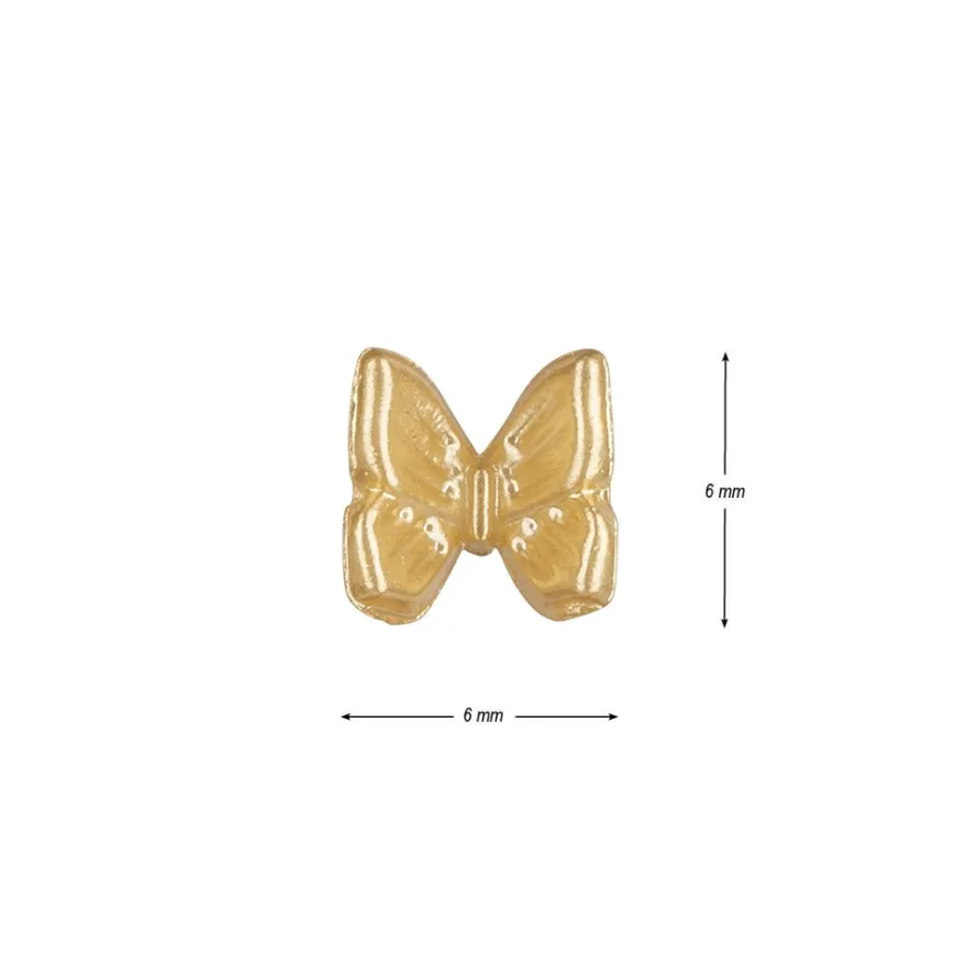 Miniatur-Schmuckstein-Schmetterlinge, perlmutt, 0,6cm x 0,6cm x 0,3cm, gold, 100 Stück