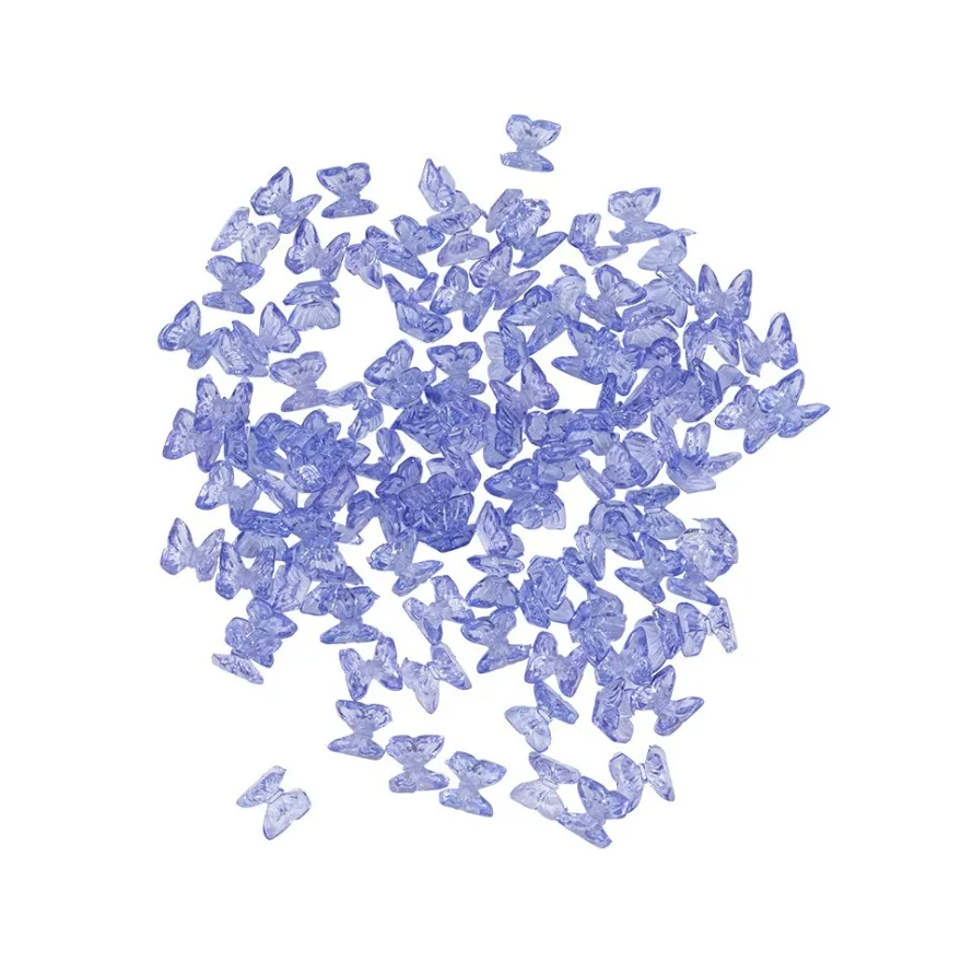 Miniatur-Schmuckstein-Schmetterlinge, transparent, 0,6cm x 0,6cm x 0,3cm, violett, 100 Stück