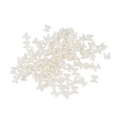 Miniatur-Schmuckstein-Schmetterlinge, perlmutt, 0,6cm x 0,6cm x 0,3cm, creme, 100 Stück
