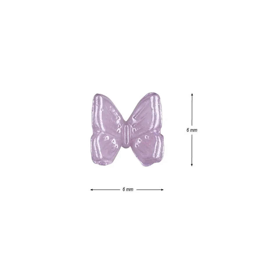 Miniatur-Schmuckstein-Schmetterlinge, perlmutt, 0,6cm x 0,6cm x 0,3cm, pastell-flieder, 100 Stück