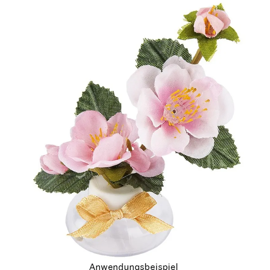 Mini-Kugelvase aus Kunststoff, Ø 4cm, 2cm hoch, transparent, weißer Silikondeckel mit Loch, 10 Stück