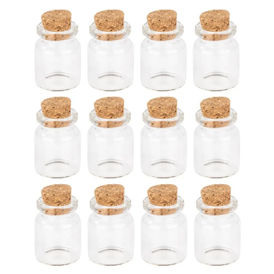 Mini-Reagenzgläser mit Korken, Ø 2,1cm, 3cm hoch, 12 Stück