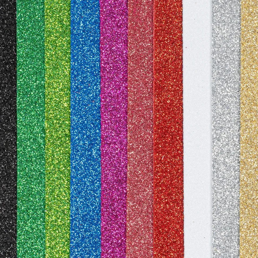 Moosgummi, Glitzer 3, DIN A4, 2mm stark, verschiedene Farben, 10 Bogen