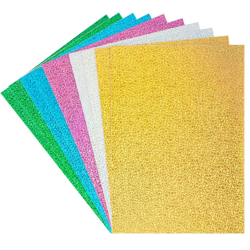 Moosgummi, selbstklebend, Holografie-Effekt, DIN A4, 2mm, verschiedene Farben, 10 Bogen