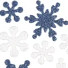 Moosgummi-Sticker, Eiskristalle, 15cm x 15cm, mit irisierendem Glitzer