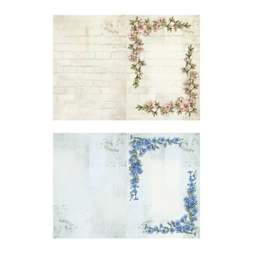 Motiv-Grußkarten, Blüten-Ecken, 11,5cm x 16,5cm, 2 Designs, inkl. Umschläg, 10 Stück
