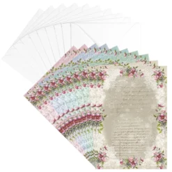 Motiv-Grußkarten, Blüten & Spitze, 11,5cm x 16,5cm, 5 Farben, inkl. Umschläge, 10 Stück
