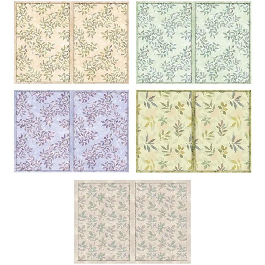 Motiv-Grußkarten, Blätter, 5 Designs, 11,5cm x 16,5cm, inkl. Umschläge, 10 Stück