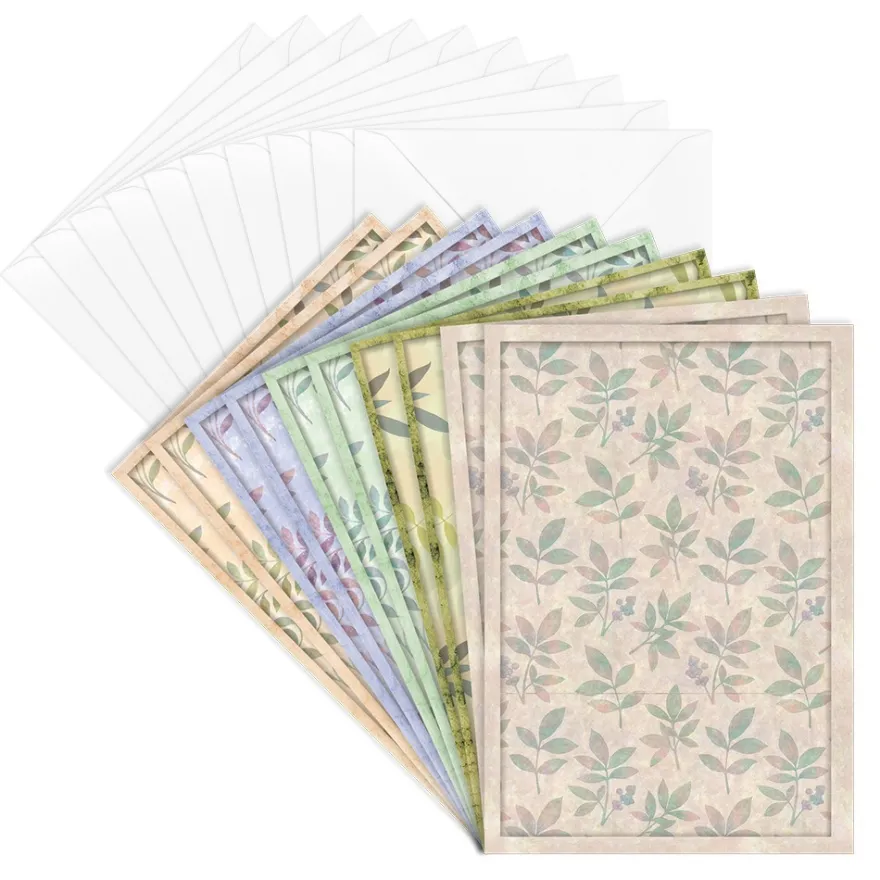 Motiv-Grußkarten, Blätter, 5 Designs, 11,5cm x 16,5cm, inkl. Umschläge, 10 Stück