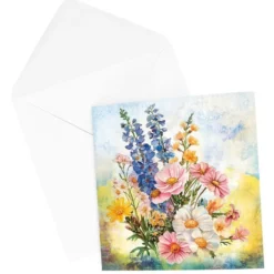 Motiv-Grußkarten, Blumen, 16cm x 16cm, 5 Designs, inkl. Umschläge, 10 Stück