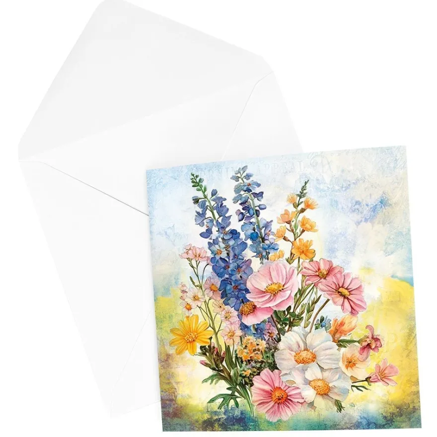 Motiv-Grußkarten, Blumen, 16cm x 16cm, 5 Designs, inkl. Umschläge, 10 Stück
