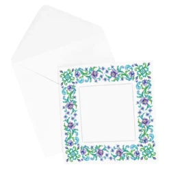 Motiv-Grußkarten, Blumenrand, 16cm x 16cm, inkl. Umschläge, 10 Stück