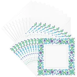Motiv-Grußkarten, Blumenrand, 16cm x 16cm, inkl. Umschläge, 10 Stück